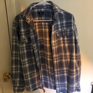 Blue and white oversized flannel